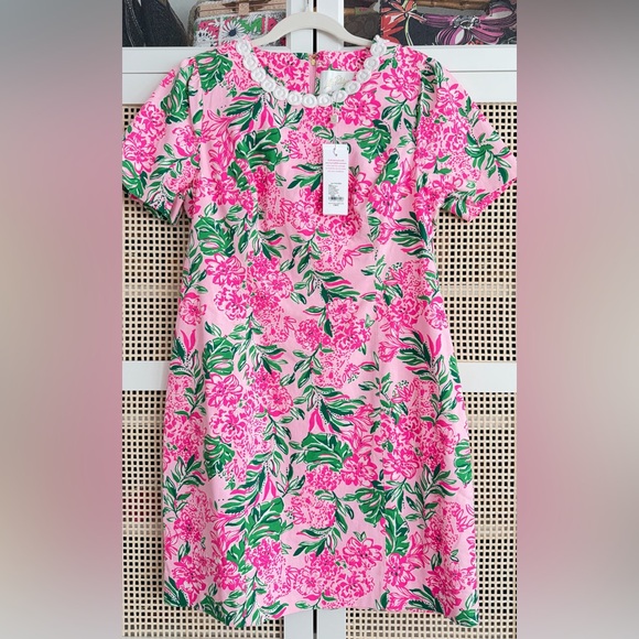 NWT Lilly Pulitzer Mila Short Sleeve Pink and Green Floral Dress - Koala La La - Picture 2 of 7